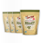 Bob's Red Mill mijo integral frente del empaque mostrando peso y marca
