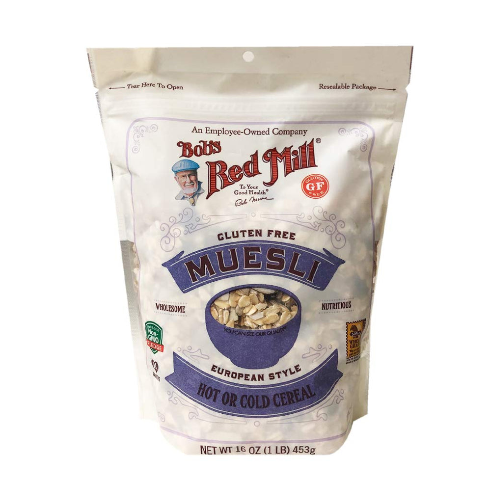 Bob's Red Mill empaque frontal mostrando ingredientes naturales y lista para desayuno