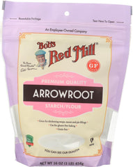 Bob's Red Mill bolsa frontal del pack de arrurruz mostrando contenido y marca útil en cocina