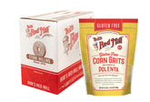 Bob's Red Mill frente del paquete mostrando polenta sin gluten y tamaño práctico
