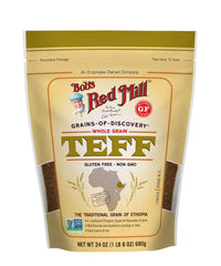 Bob's Red Mill grano de teff en primer plano con textura visible