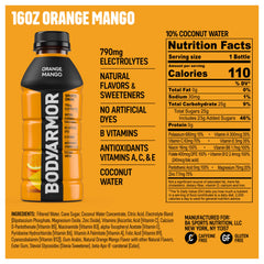 BODYARMOR detalle de la etiqueta mostrando ingredientes y beneficios