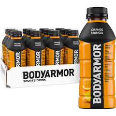 BODYARMOR botella frontal Orange Mango beneficiando hidratación natural