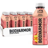 BODYARMOR Lyte pack frontal mostrando 12 botellas y beneficio conveniencia