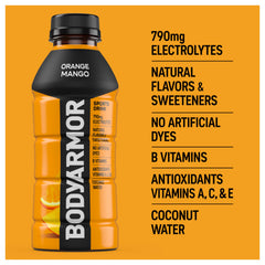 BODYARMOR textura del líquido naranja mango con aspecto refrescante