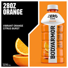 BODYARMOR textura del líquido naranja resaltando sabor natural y sin azúcar