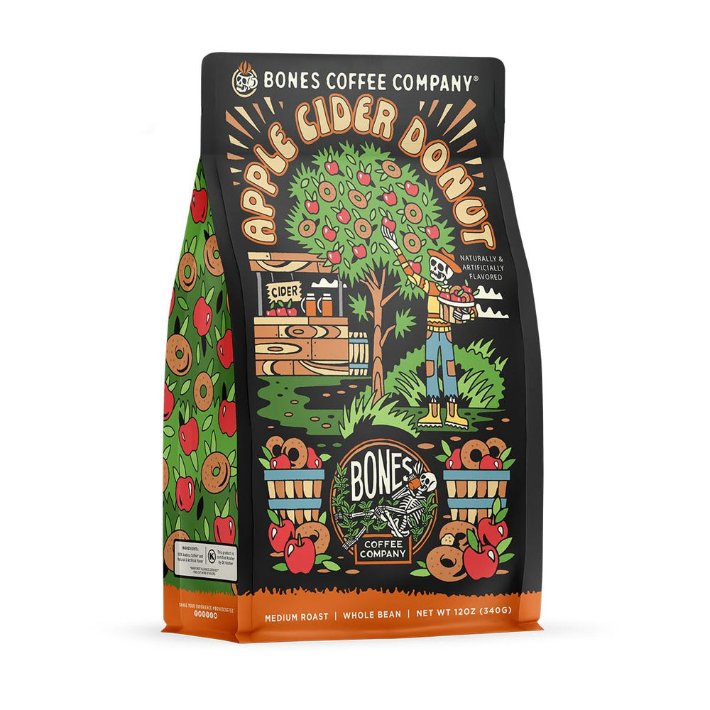 Bones Coffee Company envase frontal mostrando aroma otoñal y conveniencia