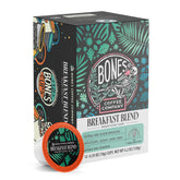 Bones Coffee Company caja delantera mostrando el diseño y conveniencia