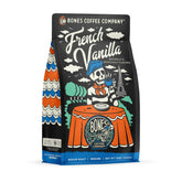Bones Coffee paquete frontal mostrando marca y sabor vainilla cremosa beneficioso aroma