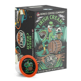 Bones Coffee Company caja frontal de Irish Cream mostrando diseño y beneficio práctico