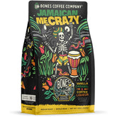 Bones Coffee Company paquete frontal mostrando sabor vainilla caramelo y 12 oz