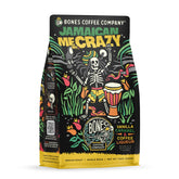 Bones Coffee Company bolsa frontal mostrando sabor vainilla caramelo y beneficio aroma dulce