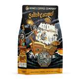 Bones Coffee Company paquete frontal mostrando etiqueta y beneficio sabor