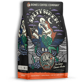Bones Coffee Company empaque frontal mostrando sabor caramelo salado