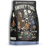 Bones Coffee S'morey Time frente del empaque mostrando aroma campfire
