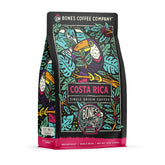Bones Coffee Company empaque frontal mostrando perfil Costa Rica y beneficio frescura