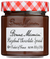 Bonne Maman tarro frontal con crema de chocolate y avellana, presentación premium