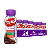 BOOST frente del empaque mostrando 24 envases y beneficio de nutrición práctica