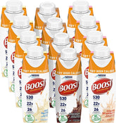BOOST frente del pack de 12 mostrando sabores y diseño, práctico para llevar