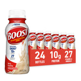 BOOST botella frente del empaque mostrando nutrición y sabor vanilla
