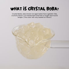 Bossen Crystal Boba servida en un vaso de bubble tea, mejora la experiencia de la bebida