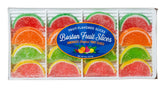 Boston Fruit Slices bandeja frontal mostrando variedad de sabores y presentación atractiva
