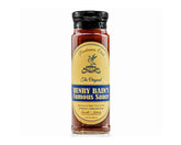 Bourbon Barrel Henry Bain's Sauce vista frontal con etiqueta histórica, realza carnes