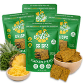 BRIGHT SIDE paquete frontal de Pineapple & Kale Crisps mostrando tamaño y diseño