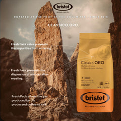 Bristot granos tostado medio detalle que destaca sabor a chocolate y malta