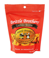Brittle Brothers frente del paquete que muestra porción de 5 oz y aspecto gourmet