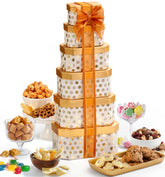 Broadway Basketeers torre frontal lista para regalar con lazo y presentación cuidada