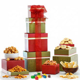 Broadway Basketeers torre frontal mostrando las cuatro cajas y presentación lista para regalo