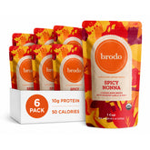 Brodo pouch frontal de Roasted Garlic & Chili Chicken mostrando conveniencia y sabor