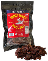 Bronco Billy's bolsa frontal mostrando la marca y conveniencia resellable