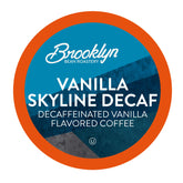 Brooklyn Beans caja Vanilla Skyline decaf mostrando diseño y cantidad
