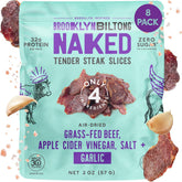 Brooklyn Biltong frente del paquete mostrando diseño y beneficio práctico