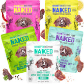Brooklyn Biltong frente del empaque que muestra cinco sabores y conveniencia