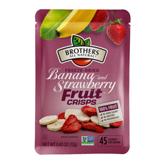 Brothers-ALL-Natural empaque frontal mostrando mezcla banana y fresa, portátil y natural
