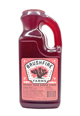 Brushfire Farms botella frontal mostrando jarabe de tuna vibrante y natural