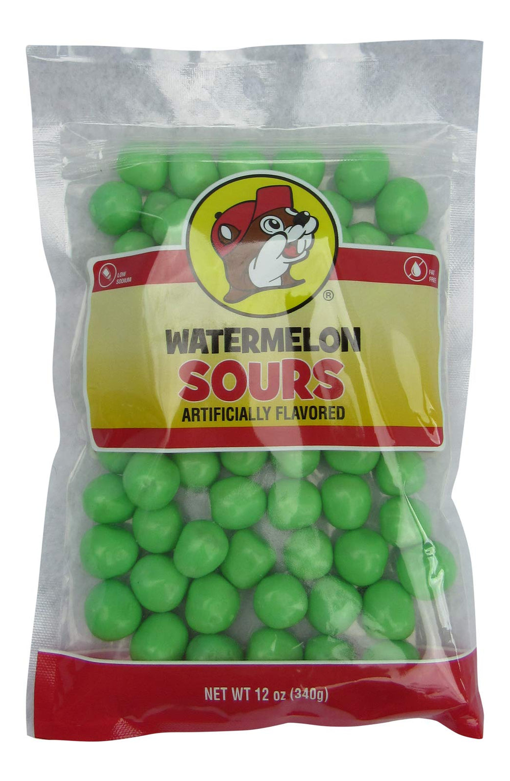 Buc-ee's bolsa resellable con bolitas sandía, color vibrante y conservación práctica