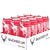 Bucked Up lata frontal fresa-limón mostrando diseño y fácil transporte