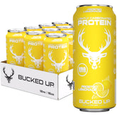 Bucked Up lata frontal Frosted Lemonade mostrando diseño y conveniencia
