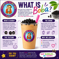 Buddha Bubbles Boba perlas en vaso con té, mejora la experiencia del bubble tea