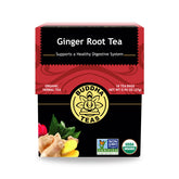 Buddha Teas frente del paquete mostrando la marca y beneficio orgánico