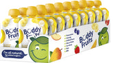 Buddy Fruits empaque frontal que muestra mezcla manzana y plátano y conveniencia portátil