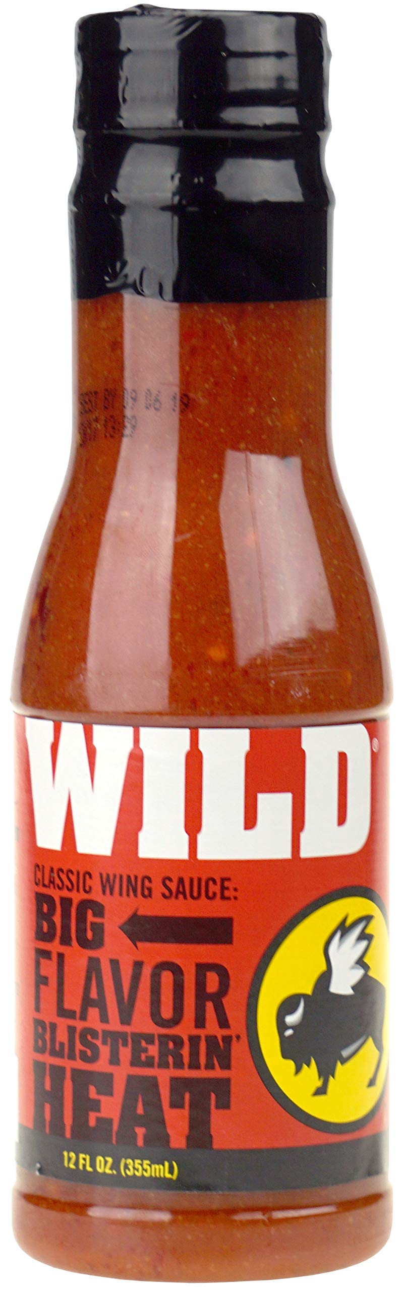Buffalo Wild Wings botella frente mostrando etiqueta y capacidad, ideal para cocinar