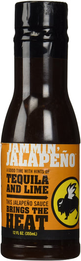 Buffalo Wild Wings botella Jammin Jalapeno frontal mostrando etiqueta y color