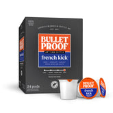 Bulletproof caja frontal French Kick mostrando diseño y beneficio conveniencia