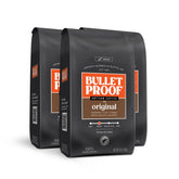 Bulletproof vista frontal del pack de tres bolsas mostrando contenido y sello de calidad