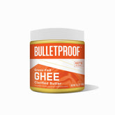 Bulletproof ghee frontal frasco mostrando crema y tamaño